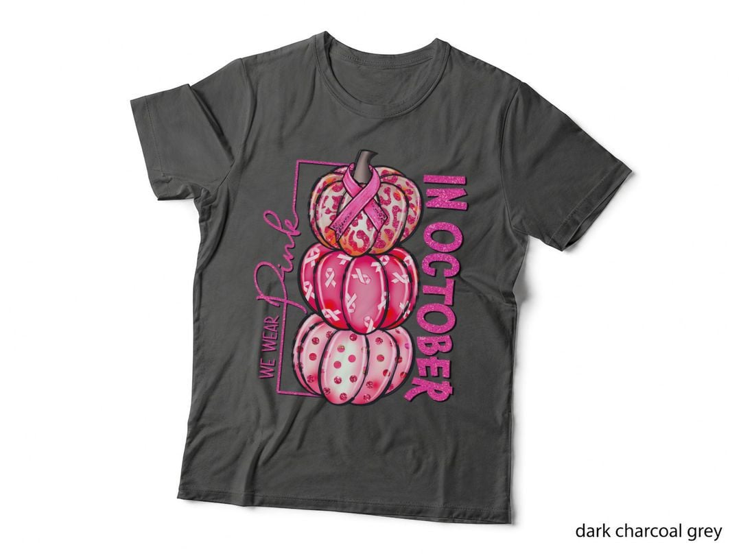 In October We Wear Pink Pumpkin Leopard Breast Cancer Girls T-Shirt