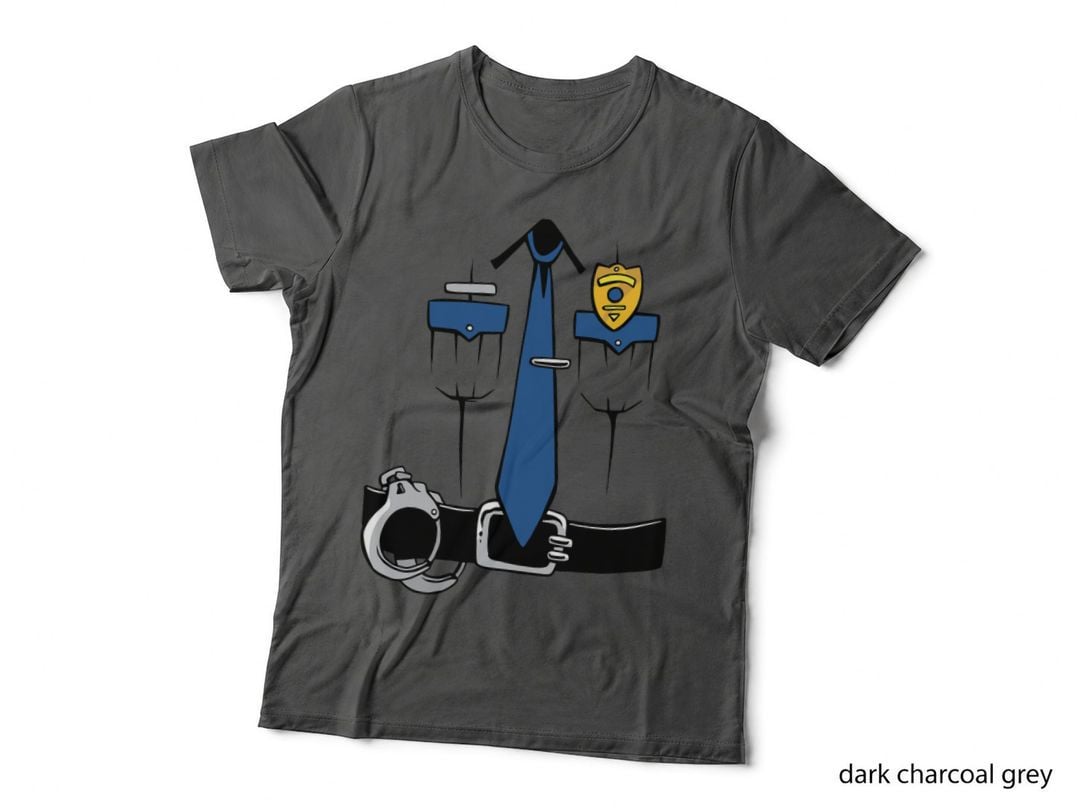 Lazy Halloween Costume Police Officer Uniform Funny T-Shirt