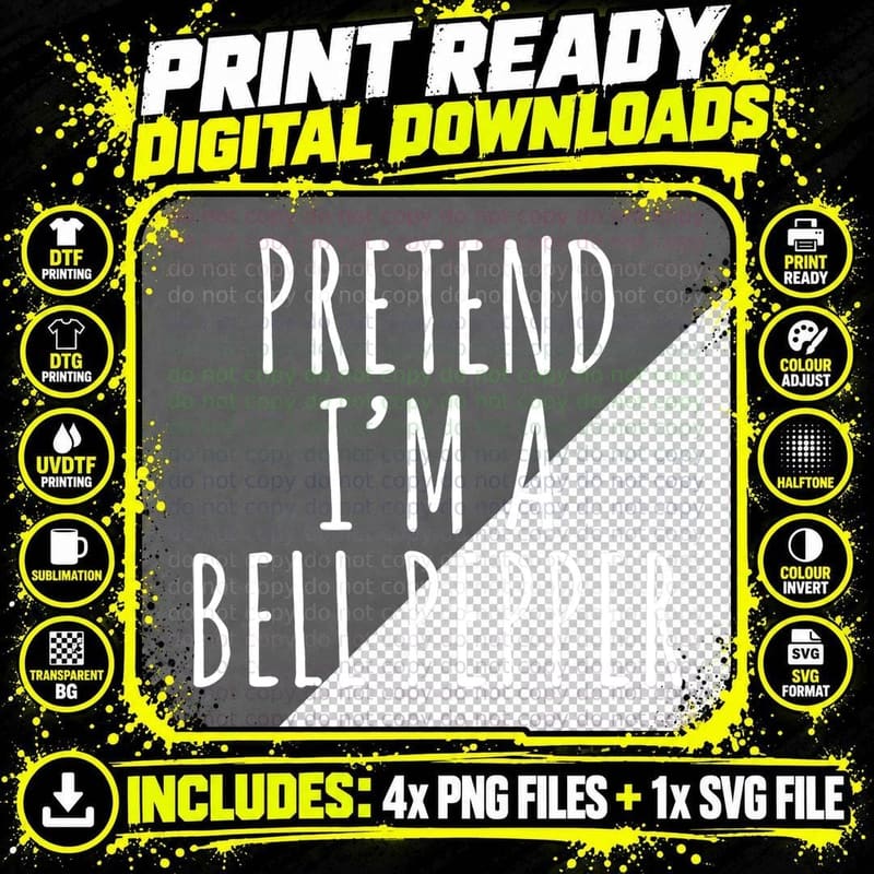 Lazy Halloween Costume Pretend I'm a Bell Pepper Simple Png SVG Digital Bundle