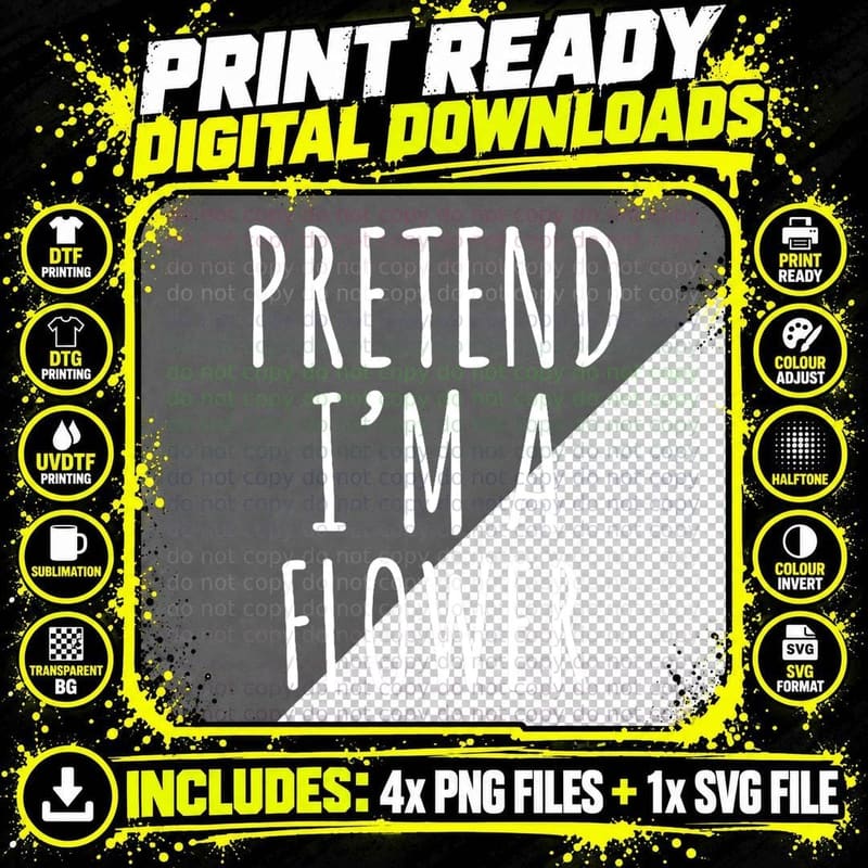 Lazy Halloween Costume Pretend I'm a Flower Simple Png SVG Digital Bundle