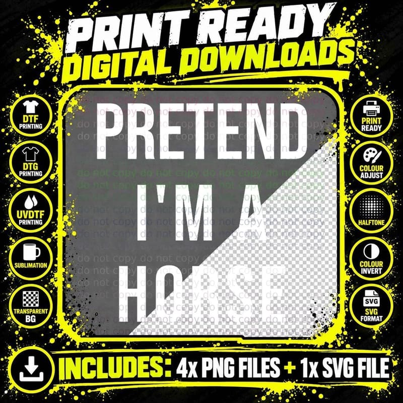 Lazy Halloween Pretend I'm a Horse Costume Funny Party Png SVG Digital Bundle