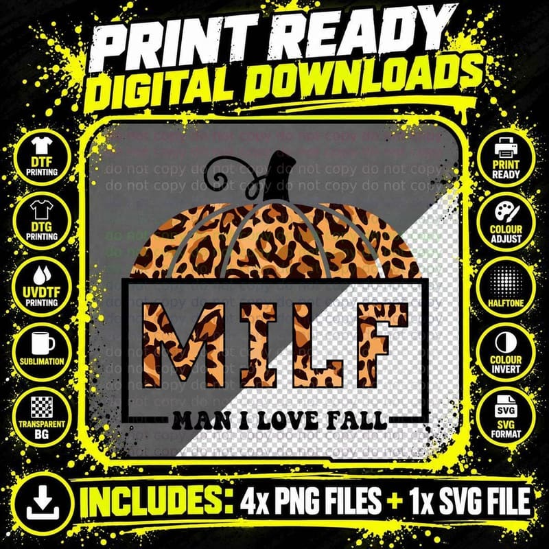 MILF Man I Love Fall Funny Pumpkin Autumn Lover for Png SVG Digital Bundle