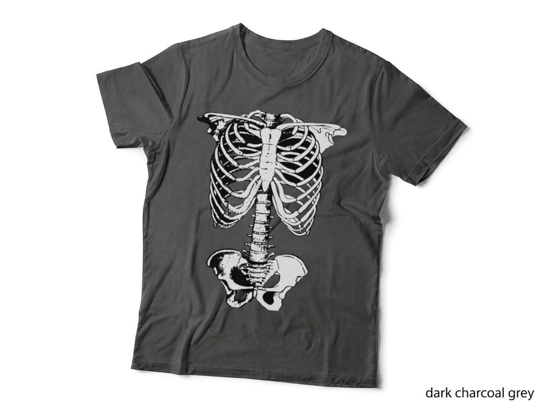 Macabre Human Skeleton Halloween Costume Splattered Rib Cage T-Shirt
