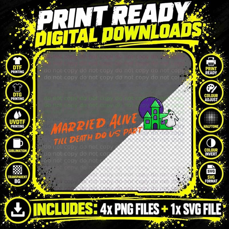 Married Alive Till Death Do Us Part - Haunted House & Png SVG Digital Bundle