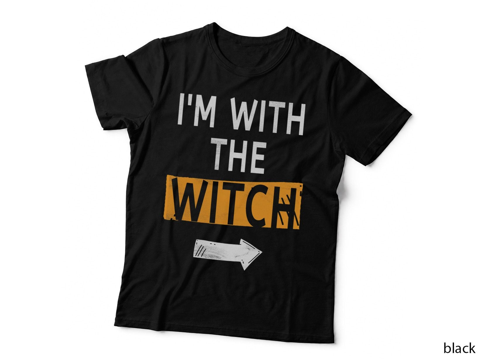 Mens I'm with the Witch Funny Halloween Couples T-Shirt