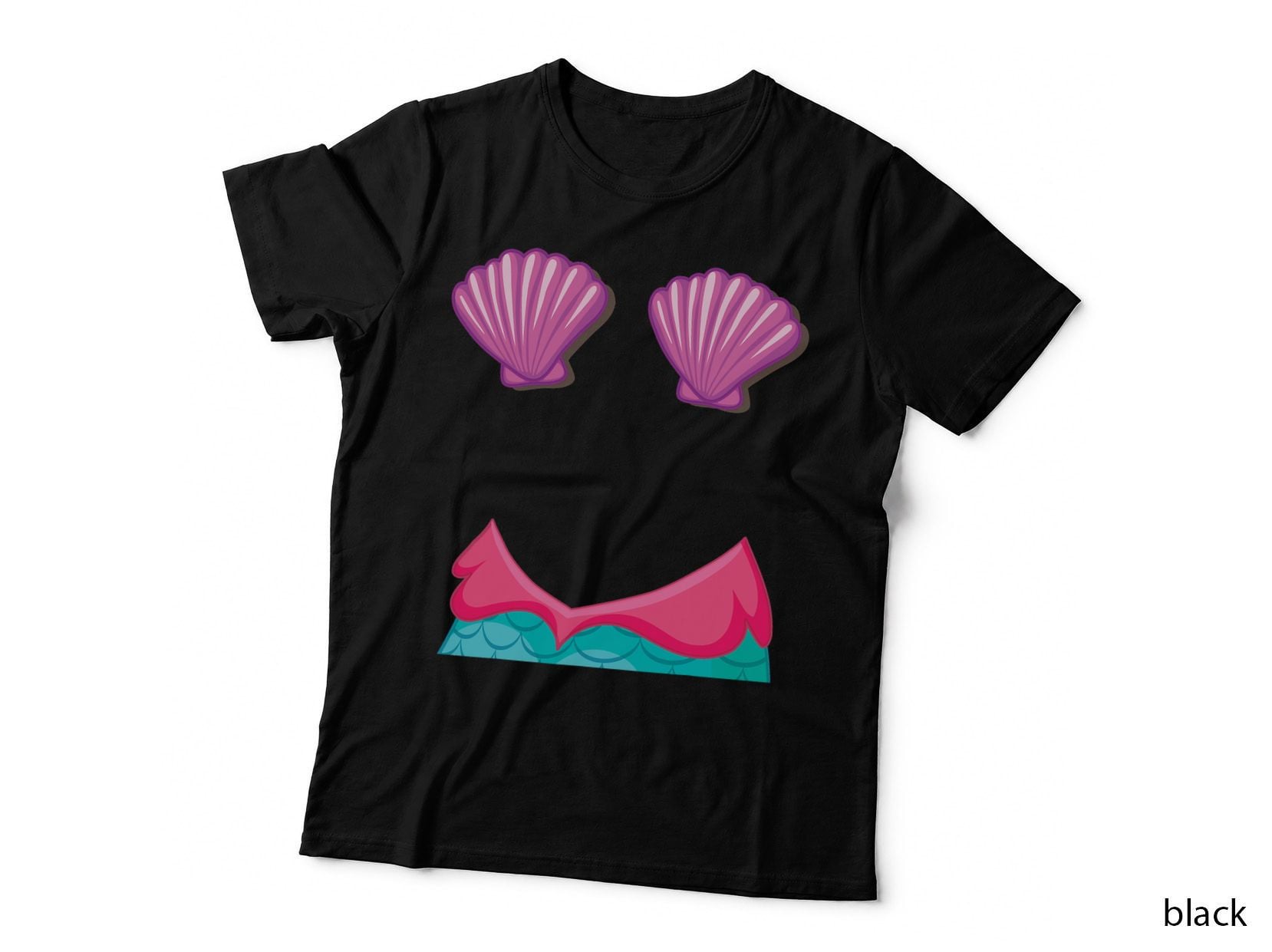 Mermaid Lazy DIY Halloween Costume Funny Shell Bra T-Shirt