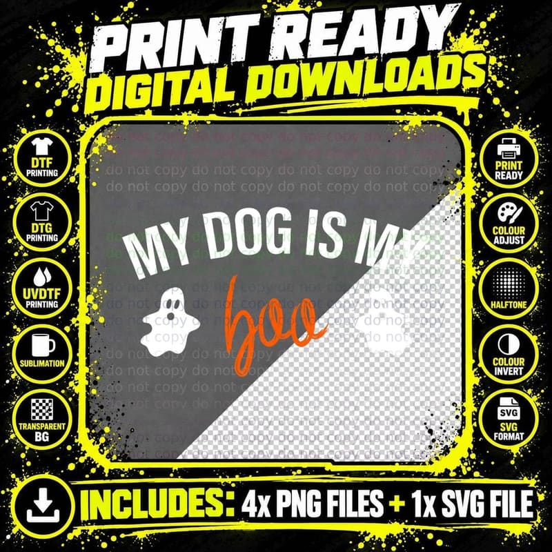 My Dog Is My Boo Funny Dog Owner Halloween Costume Png SVG Digital Bundle