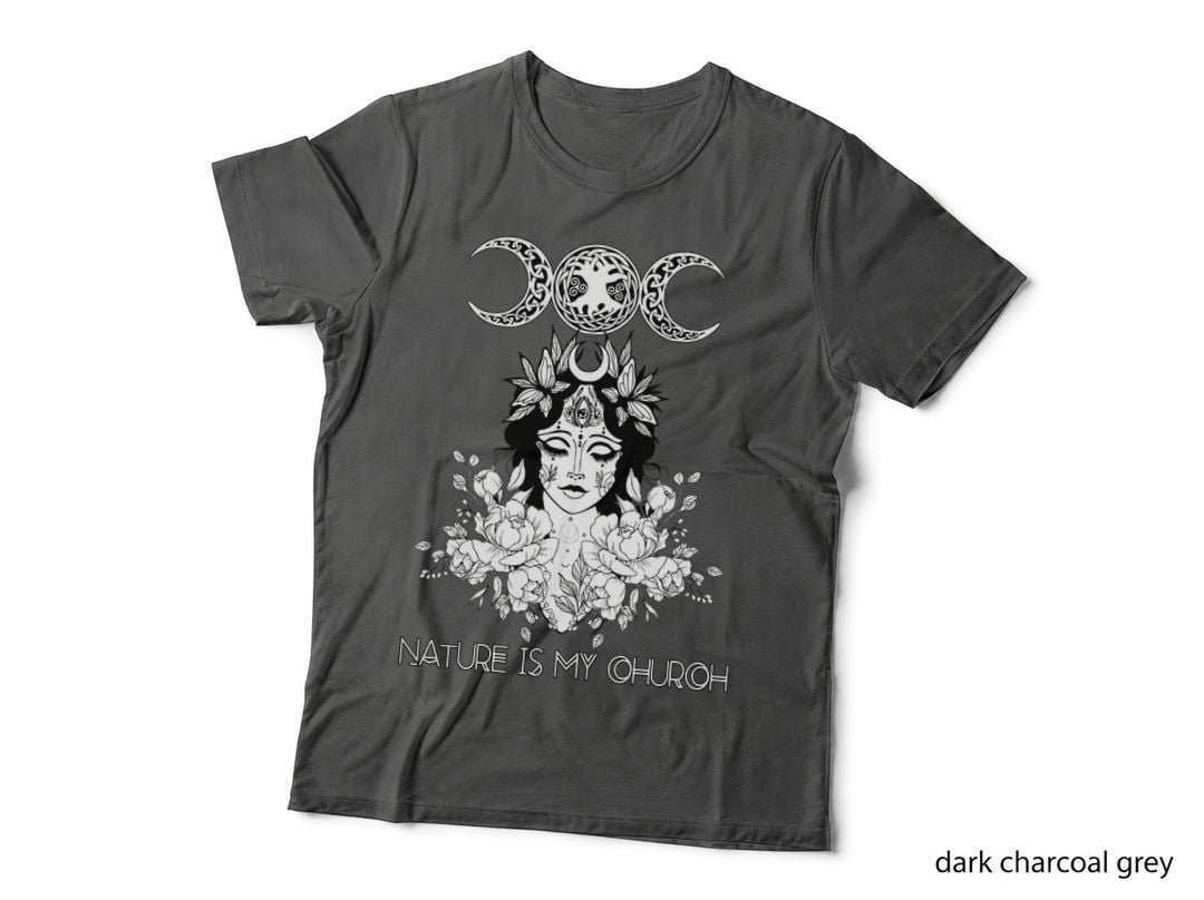 Nature Is My Church Crescent Moon Witchcraft Wiccan Witch T-Shirt