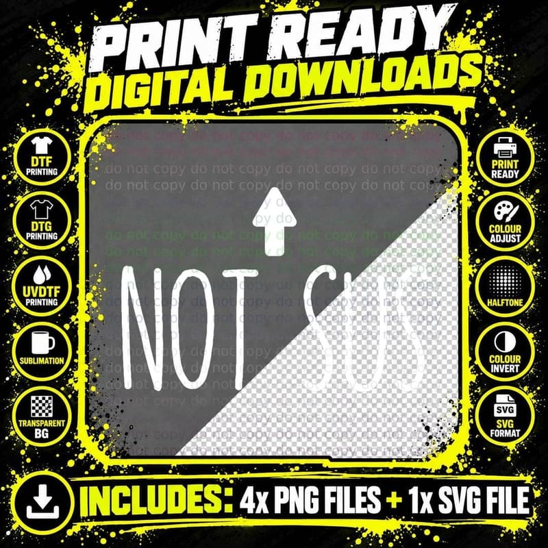 Not Sus Arrow Gaming Meme Matching Halloween Costume Png SVG Digital Bundle