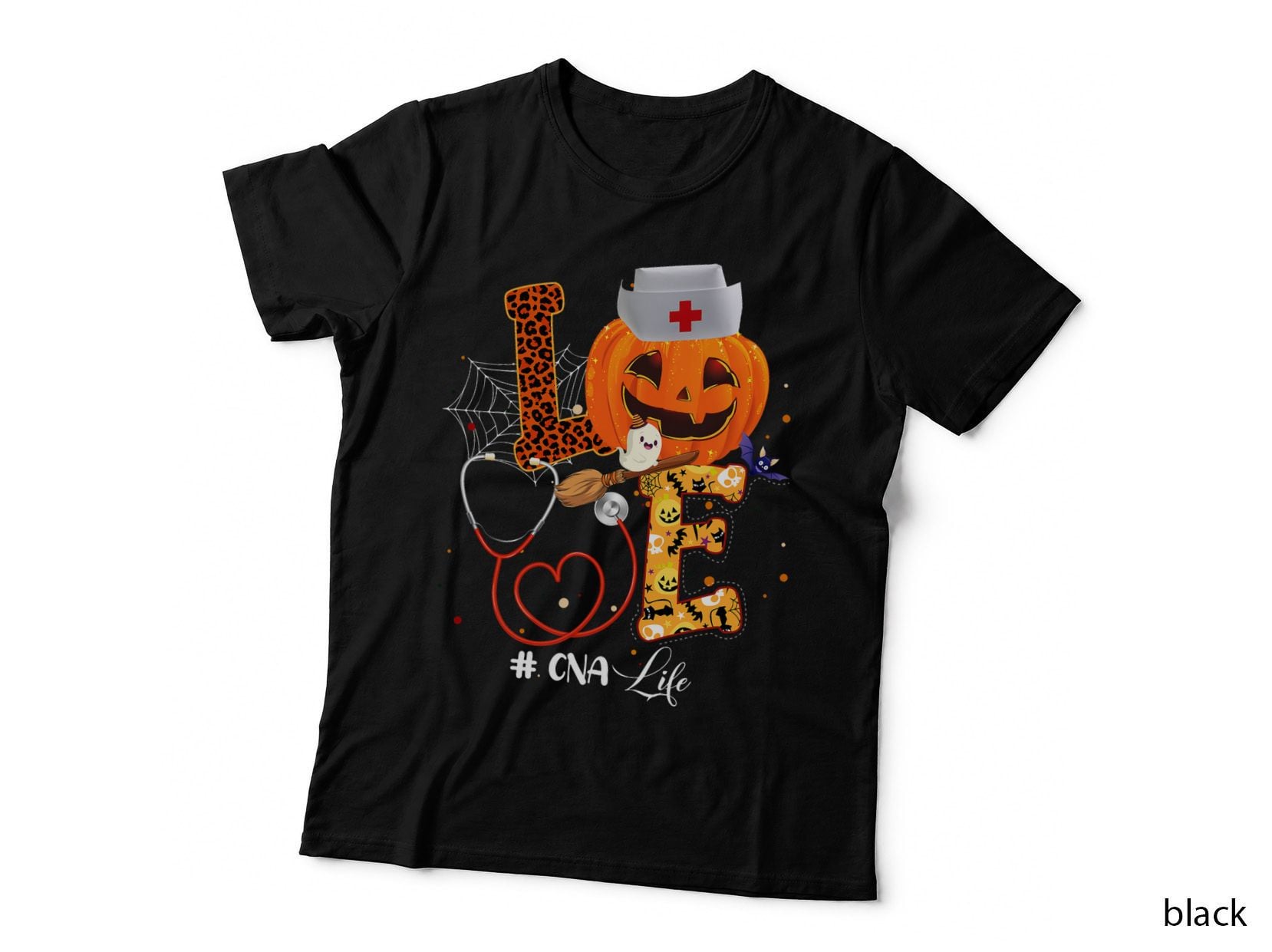 Nurse Halloween Costumes for Women Wth Love CNA Life Pumpkin T-Shirt