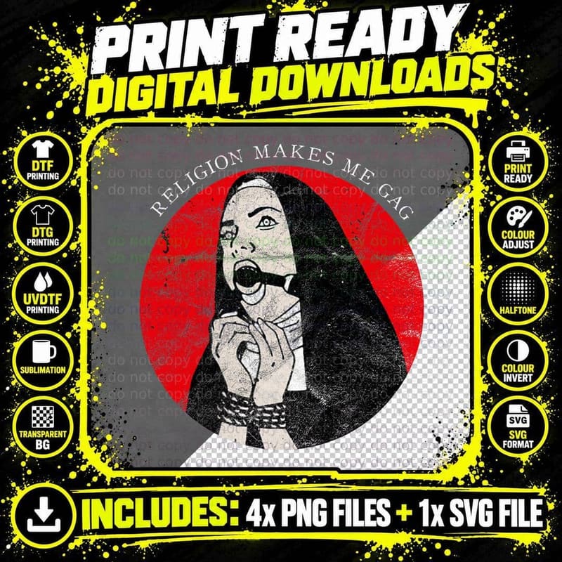 Occult Gothic Grunge Antichrist Nun Satan Devil Black Png SVG Digital Bundle