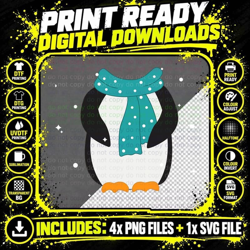 Penguin Costume Halloween Outfit Bowtie Boys Girls Png SVG Digital Bundle