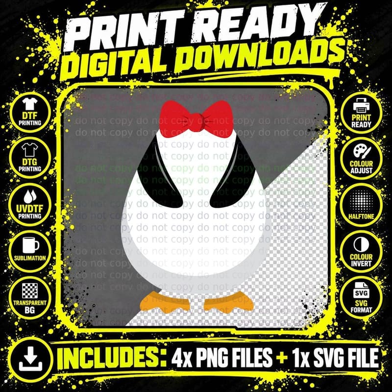 Penguin Costume T Halloween Outfit Bowtie Cute Animal Png SVG Digital Bundle