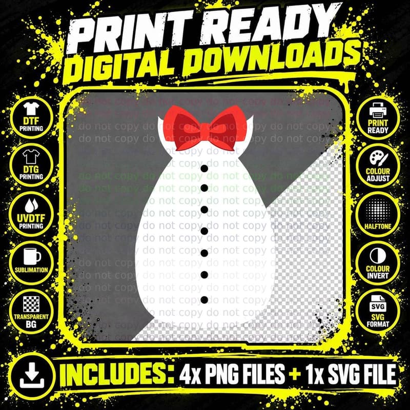 Penguin Costume Tuxedo Halloween T-Shirt Png SVG Digital Bundle
