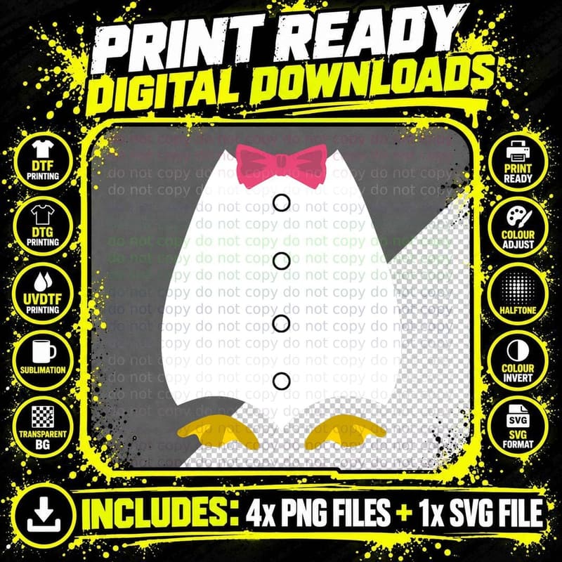 Penguin Tuxedo Costume Awesome Halloween Design T-Shirt Png SVG Digital Bundle