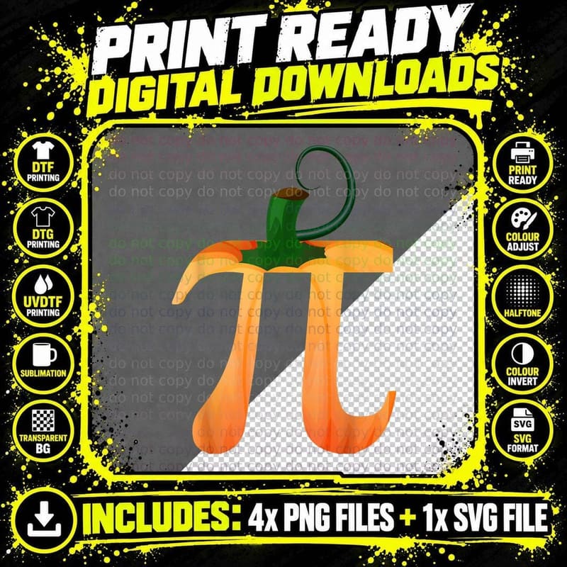 Pi Pumpkin Pie Math Funny Halloween Pi Day Maths Lover Png SVG Digital Bundle