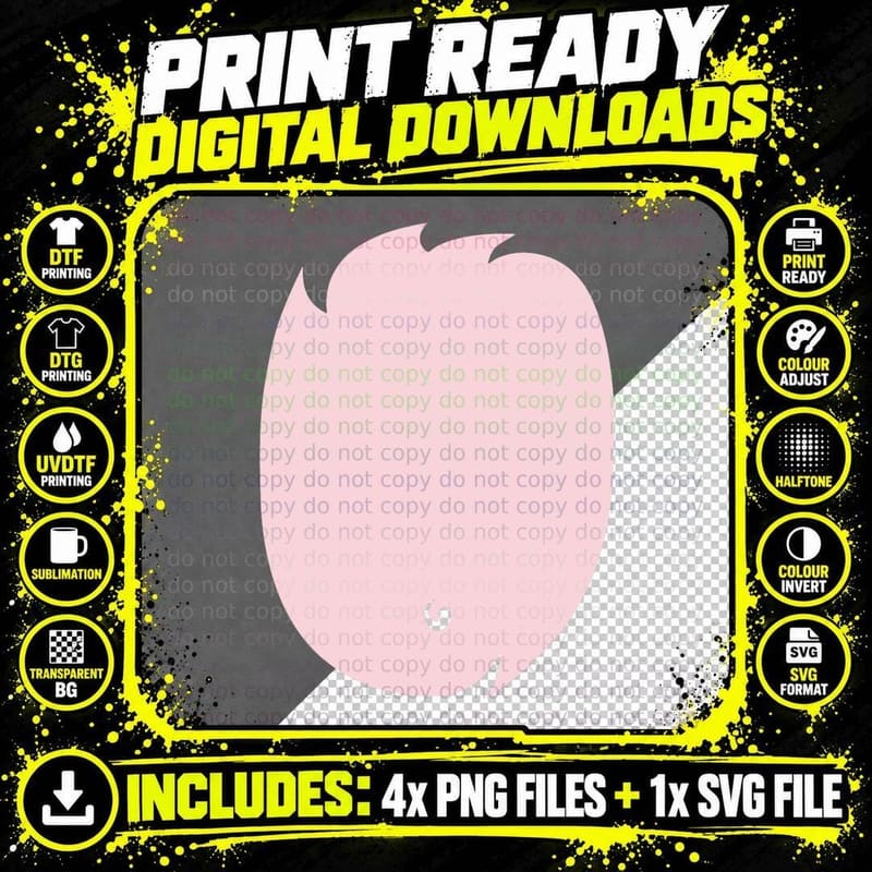Pig Costume Tshirt Pink Fur Pig Belly Cute DIY Halloween Png SVG Digital Bundle