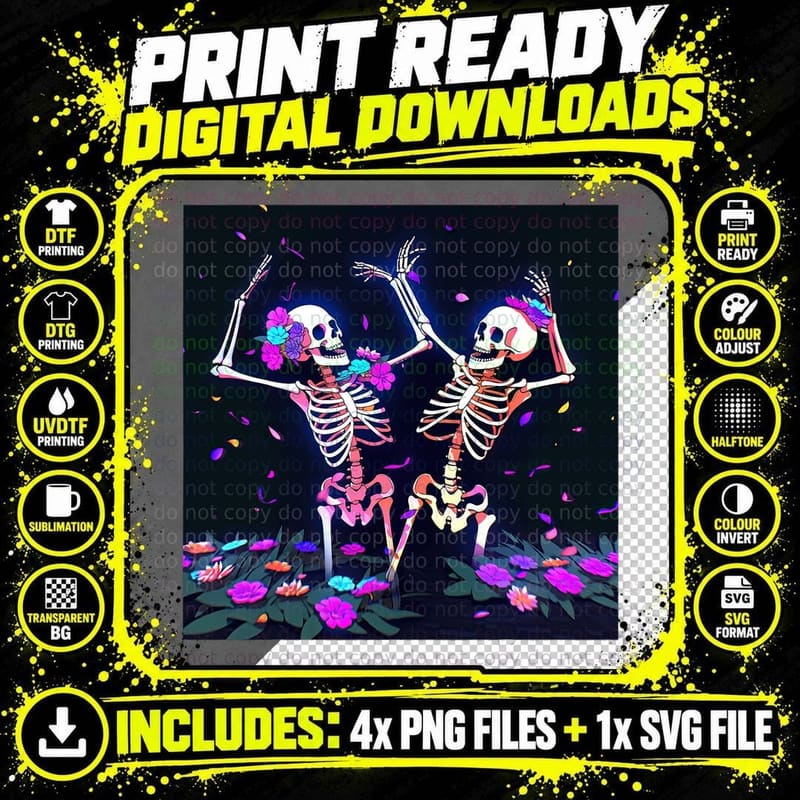 Pinkfluffdesigns the Dead Dance to Macabre Melodies Png SVG Digital Bundle