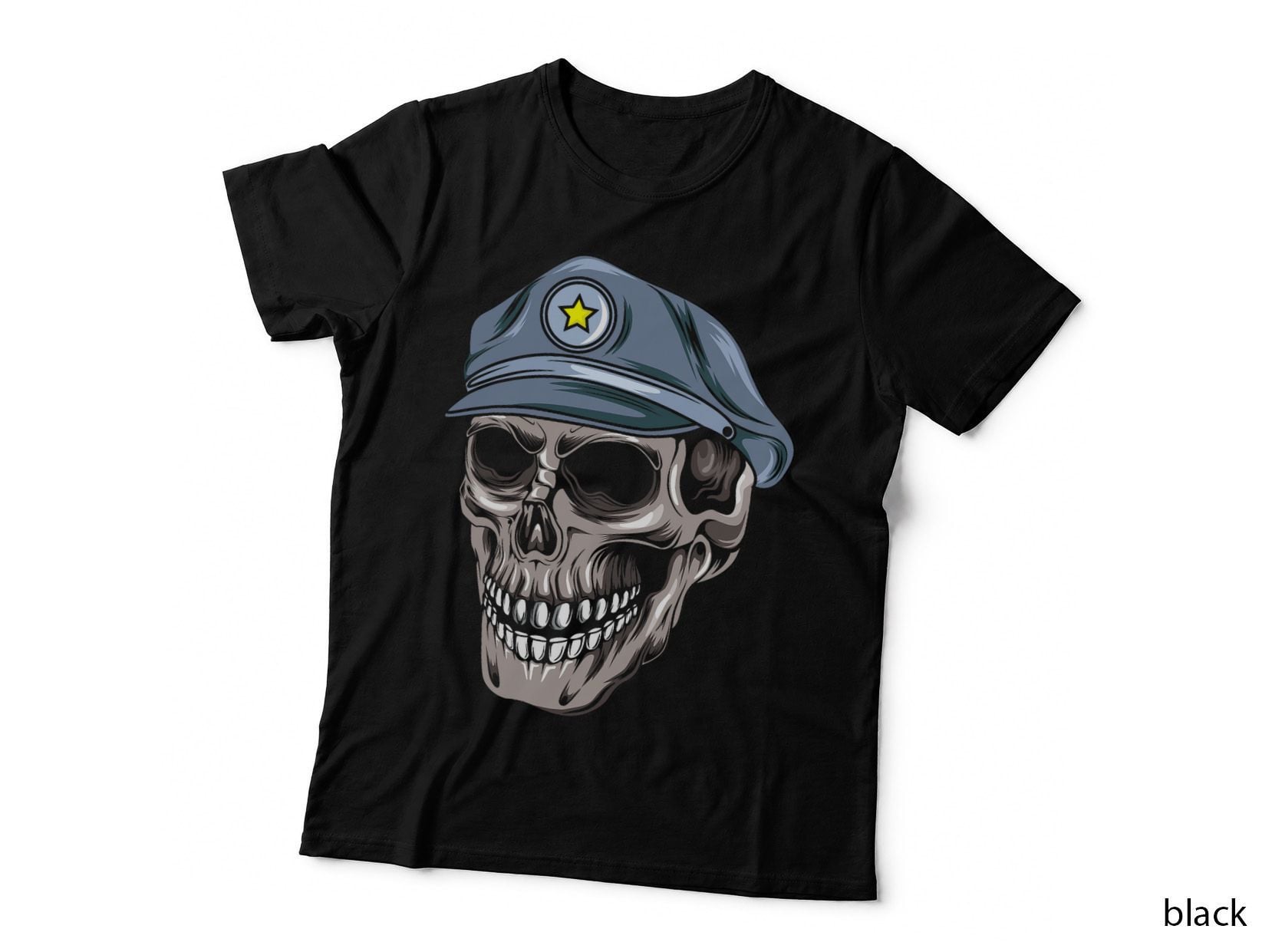 Police Officer Skull Lazy Halloween Costume Cool Skeleton T-Shirt