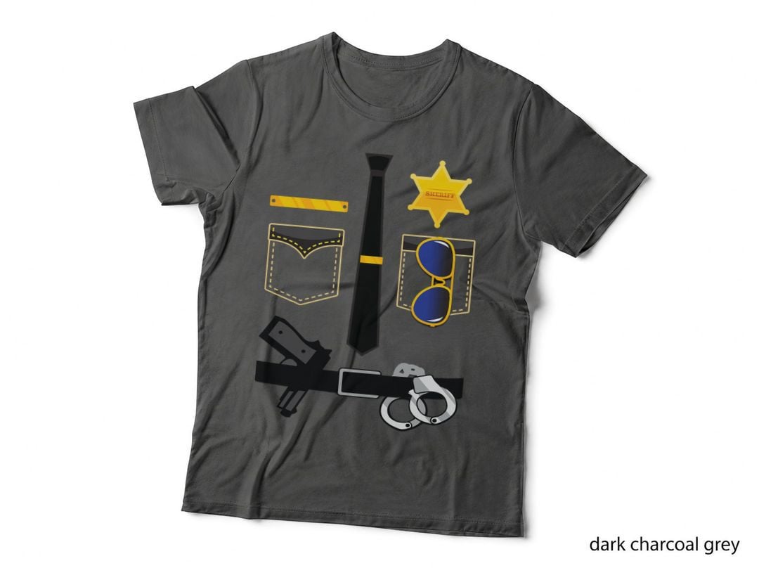 Police Sheriff Uniform Funny Halloween Costume Kids Boys Men T-Shirt