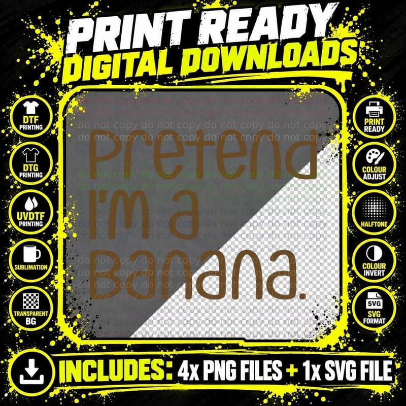 Pretend I'm a Banana Funny Halloween Party T-Shirt Png SVG Digital Bundle