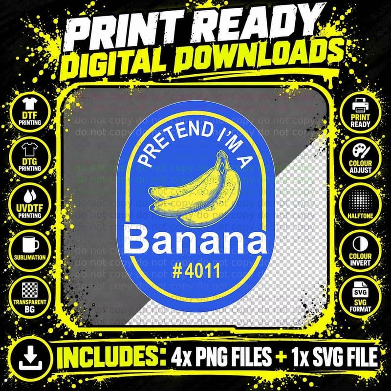 Pretend I'm a Banana Lazy Halloween Last Minute Costume Png SVG Digital Bundle
