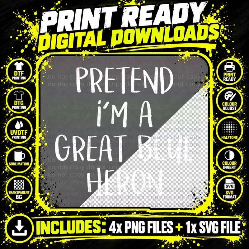 Pretend I'm a Blue Heron Costume Funny Halloween Party Png SVG Digital Bundle