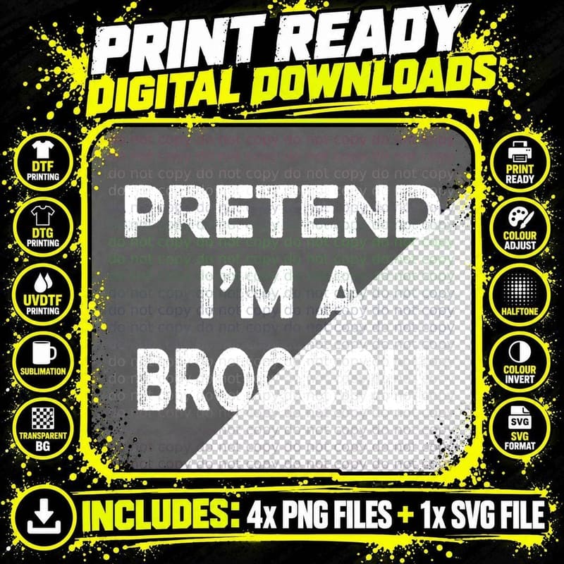 Pretend I'm a Broccoli Easy Cheap Matching Halloween Png SVG Digital Bundle