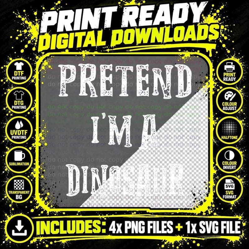 Pretend I'm a Dinosaur Halloween Costume Couples Png SVG Digital Bundle