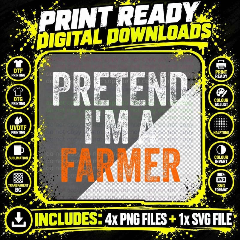 Pretend I'm a Farmer Funny Lazy Halloween Costume Png SVG Digital Bundle