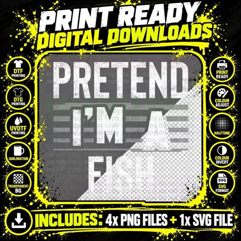 Pretend I'm a Fish Funny Halloween Costume Gift T-Shirt Png SVG Digital Bundle