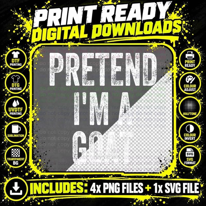 Pretend I'm a Goat Funny Lazy Halloween Costume T-Shirt Png SVG Digital Bundle