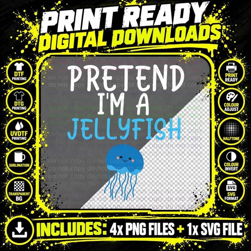 Pretend I'm a Jellyfish Halloween Costume Funny Kids Men Png SVG Digital Bundle
