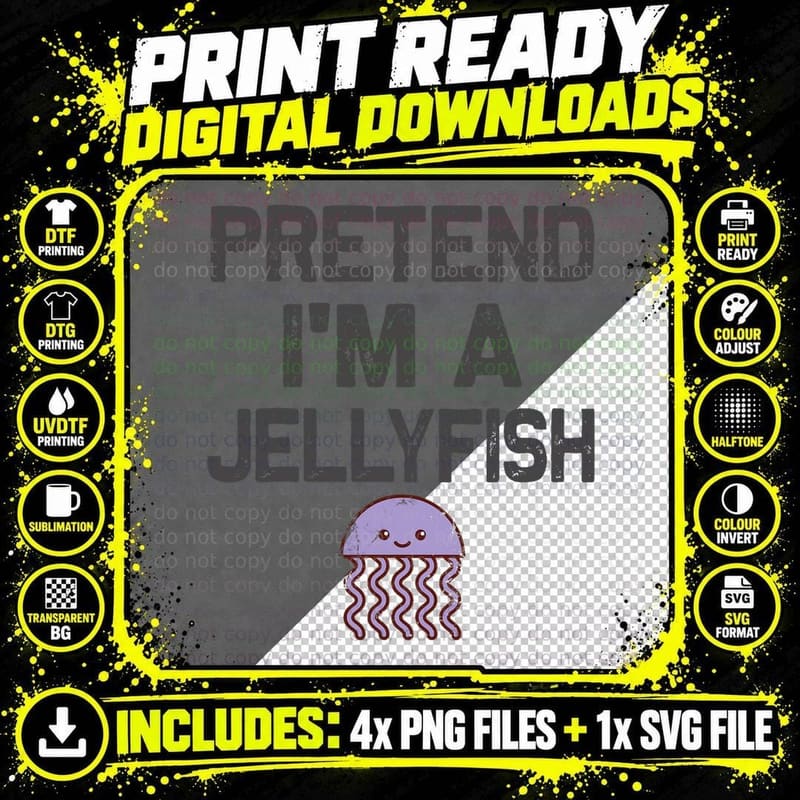 Pretend I'm a Jellyfish Halloween Costume T-Shirt Png SVG Digital Bundle