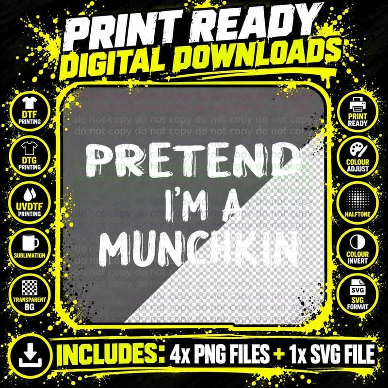 Pretend I'm a Munchkin Easy Cheap Matching Halloween Png SVG Digital Bundle