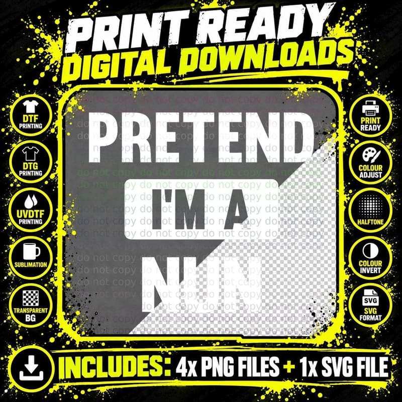 Pretend I'm a Nun Funny Halloween Costume T-Shirt Png SVG Digital Bundle