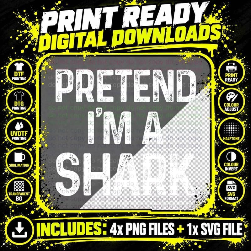 Pretend I'm a Shark Last Minute Funny Halloween Costume Png SVG Digital Bundle