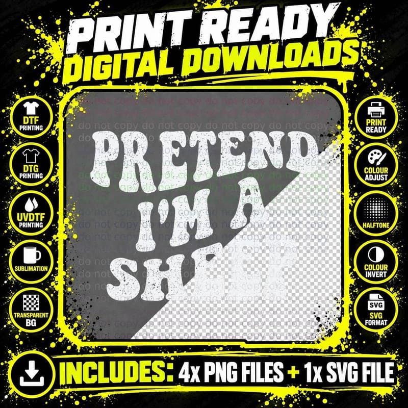 Pretend I'm a Sheep Halloween Costume Lazy Easy T-Shirt Png SVG Digital Bundle