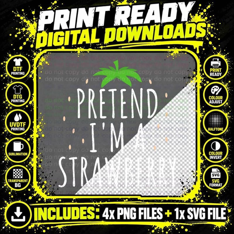 Pretend I'm a Strawberry Funny Lazy Easy Halloween Png SVG Digital Bundle