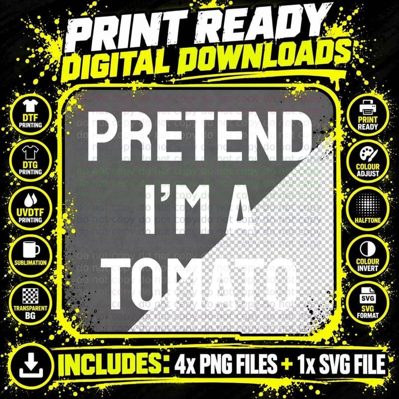 Pretend I'm a Tomato Costume Party Funny Halloween Png SVG Digital Bundle