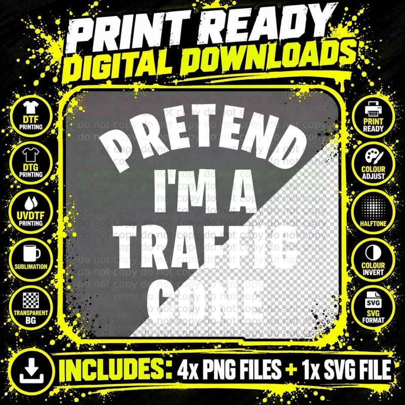 Pretend I'm a Traffic Cone Funny Halloween Costume Party Png SVG Digital Bundle