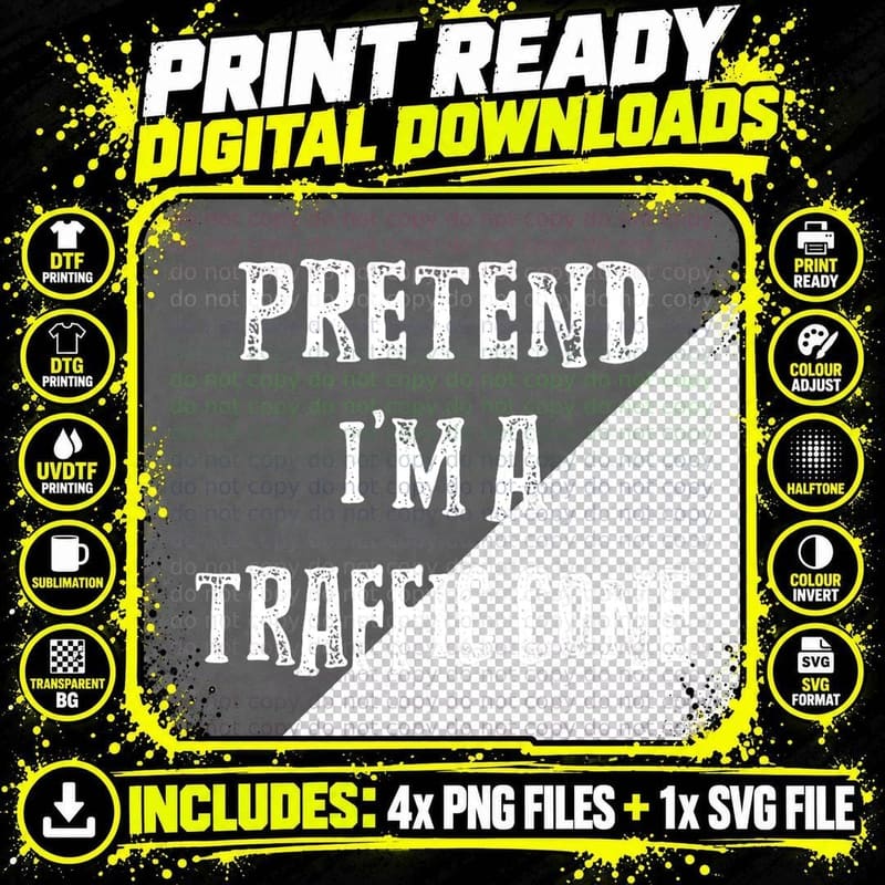Pretend I'm a Traffic Cone Halloween Costume Couple Png SVG Digital Bundle