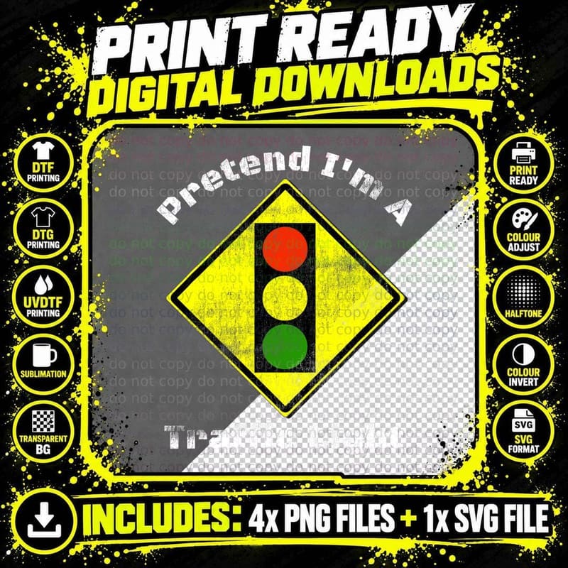 Pretend I'm a Traffic Light Easy Halloween Costume Png SVG Digital Bundle
