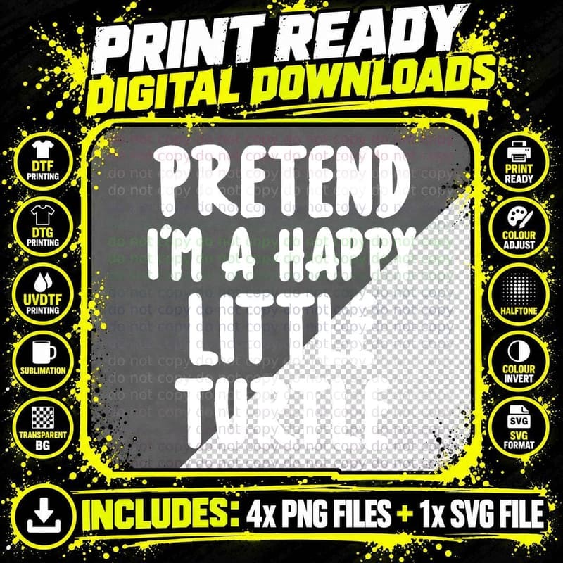 Pretend I'm a Turtle Easy Lazy Halloween Costume T-Shirt Png SVG Digital Bundle