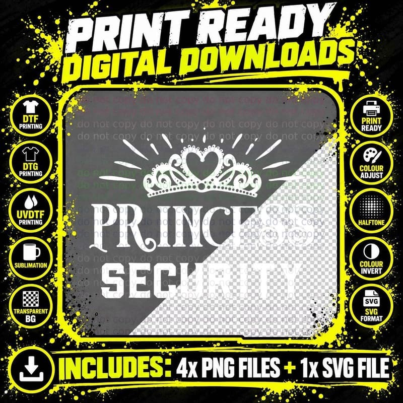 Princess Security Dad Mom Daughter Adult Costume Png SVG Digital Bundle