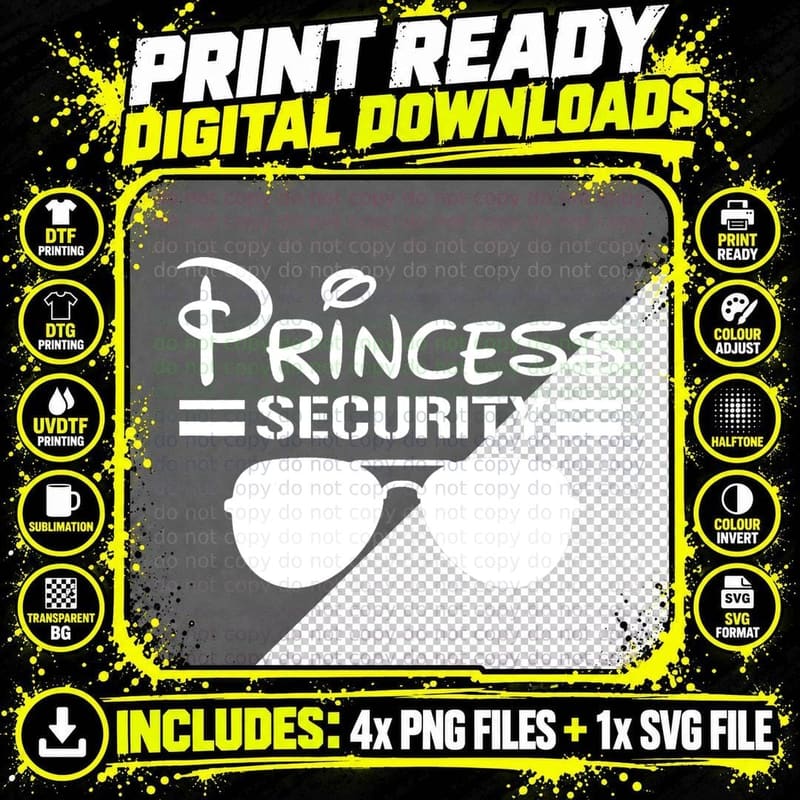 Princess Security Funny Birthday Halloween Party Design Png SVG Digital Bundle