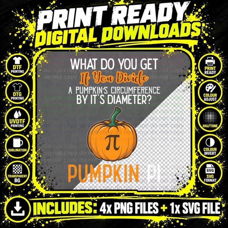 Pumpkin Pi Math Teacher T-Shirt Png SVG Digital Bundle