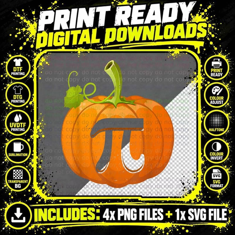Pumpkin Pie Math Teacher Halloween Thankgiving Pi Day Png SVG Digital Bundle