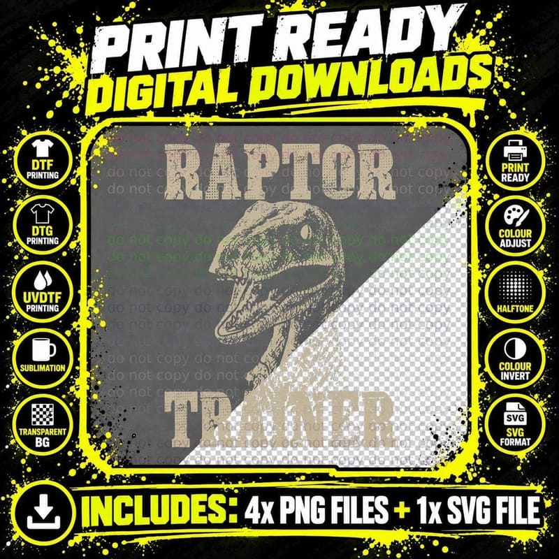 Raptor Trainer Funny Dinosaur Lover Halloween Costume Png SVG Digital Bundle