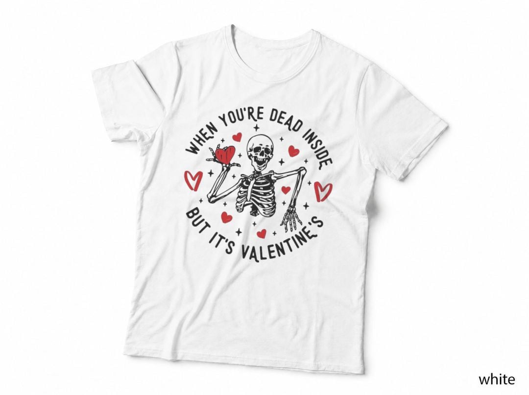 Retro When You're Dead Inside but It's Valentine's Skeleton T-Shirt
